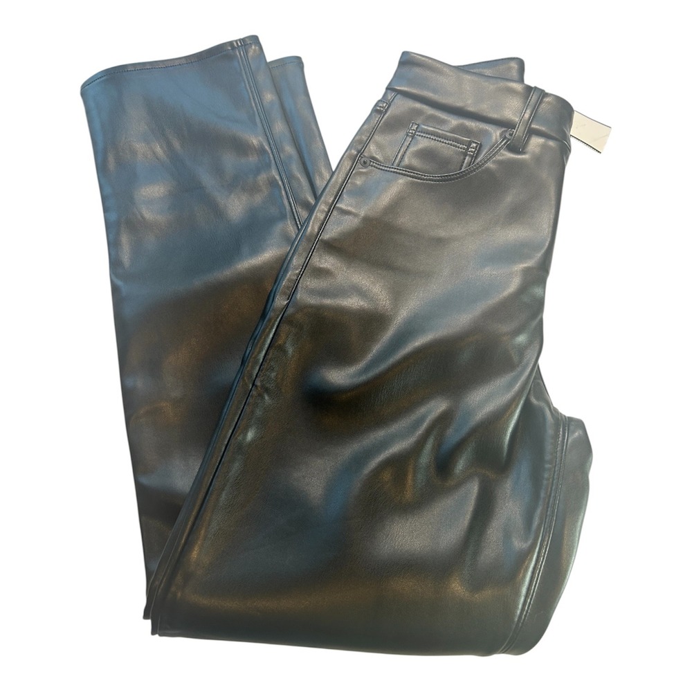 Good American Faux Leather Pants Women 8/29 Black Better Than Leather Good Icon